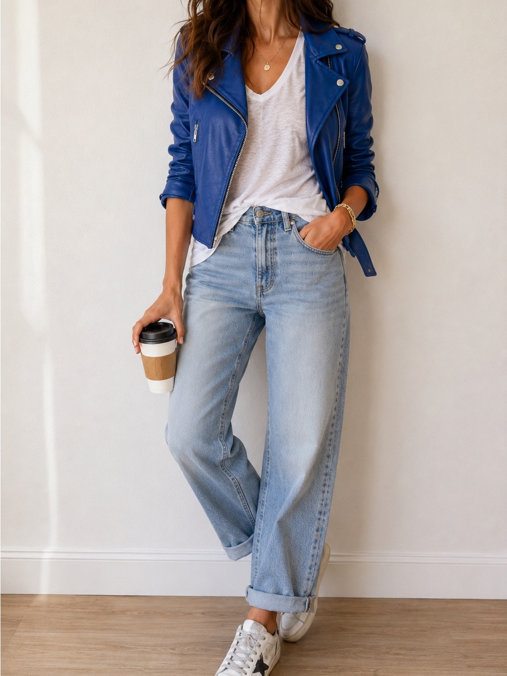 IRO Ashville Leather Jacket in Cobalt Blue